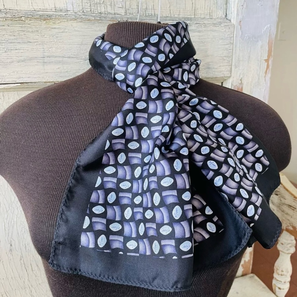 Pfizer “Little Blue Pill” 100% silk promotional Y2K vintage scarf